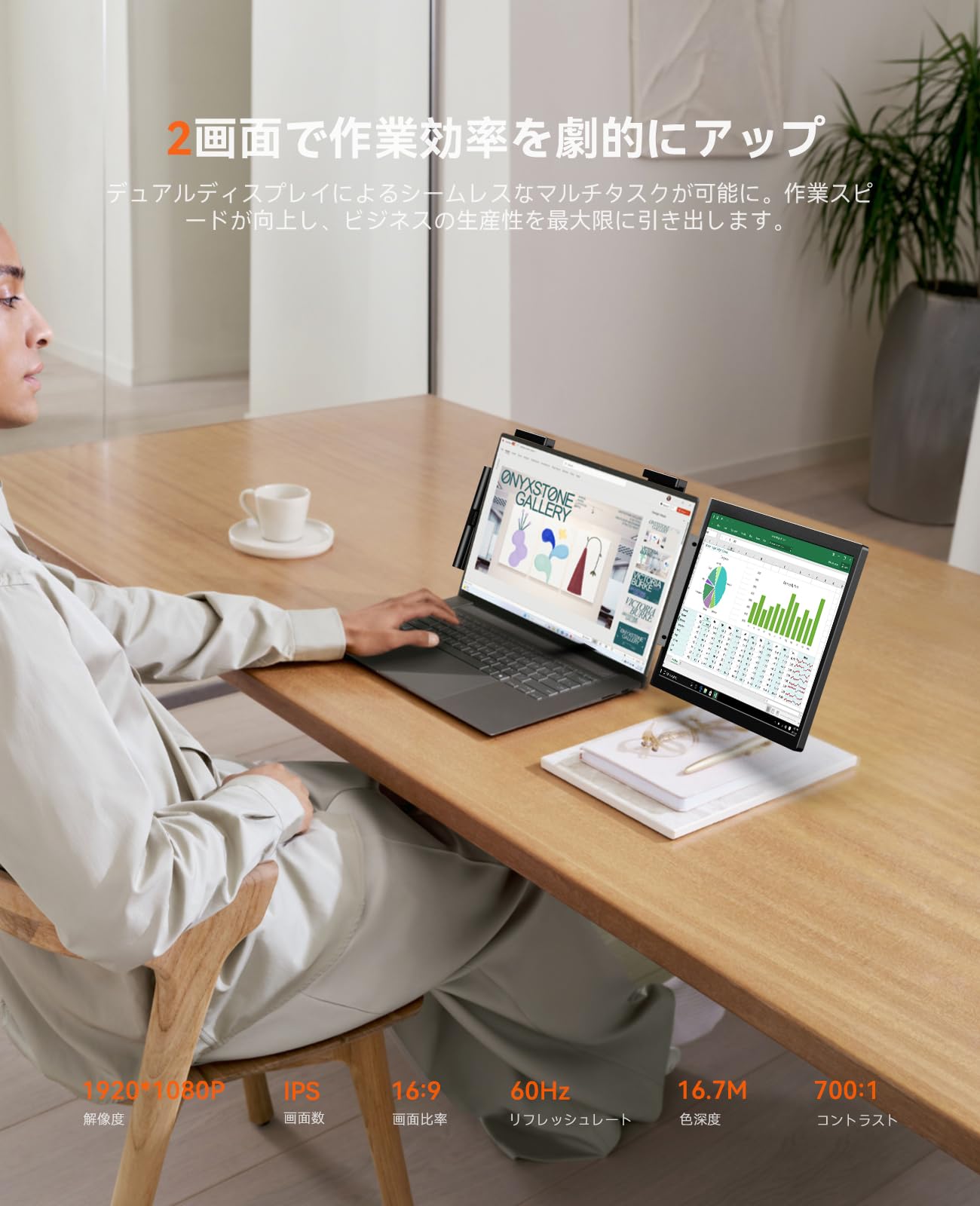 Amazon.co.jp: ZOOMEDIN モバイルモニター 14インチシングル画面